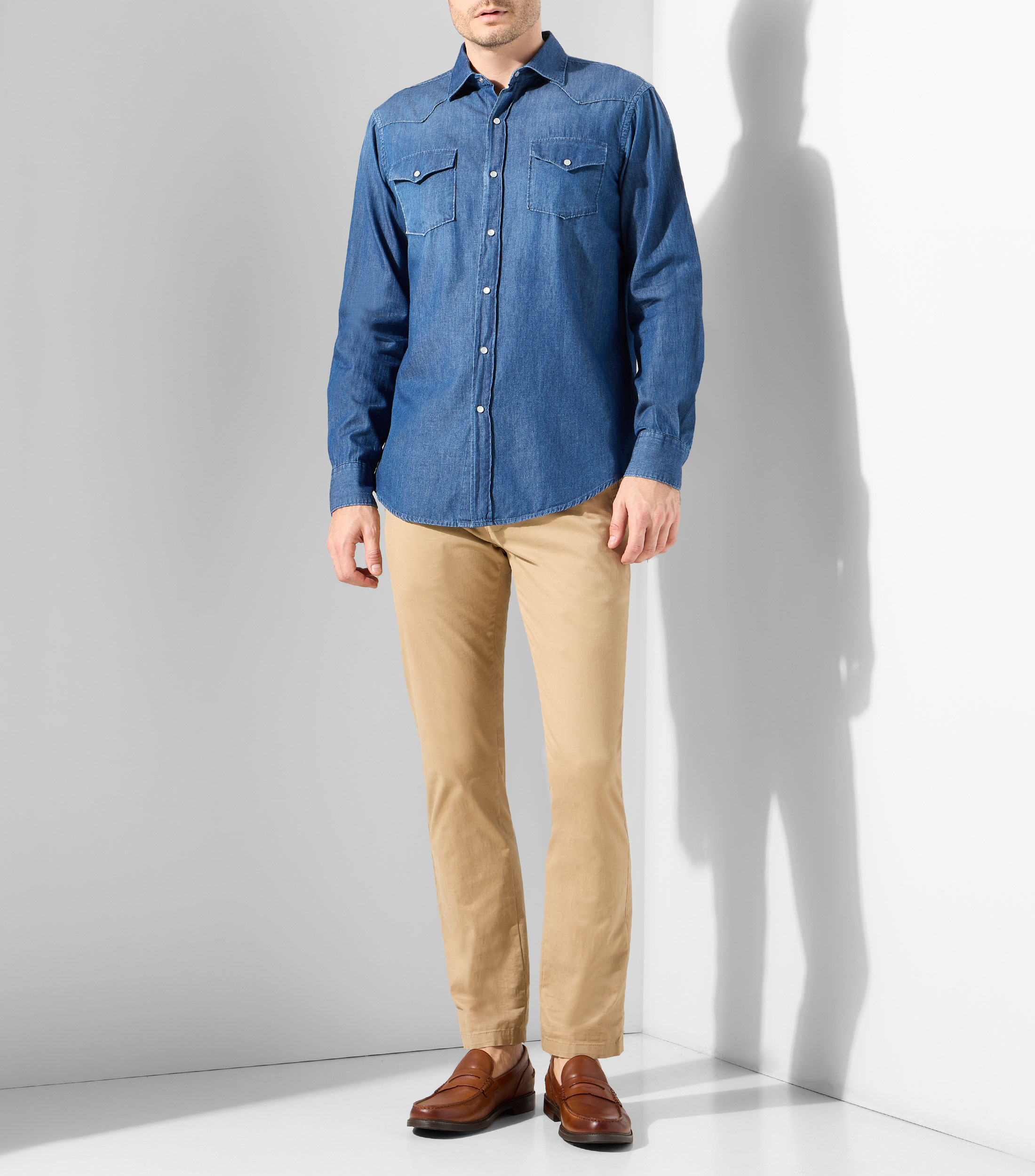 Camisa con lisa manga larga Hombre